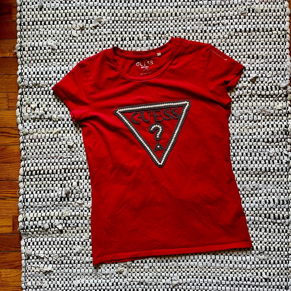 GUESS Pearl Beaded Logo Baby T-shirt